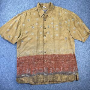 Vintage Territory Ahead Shirt Mens XL Brown Lyocell Hawaiian Button Front 90s